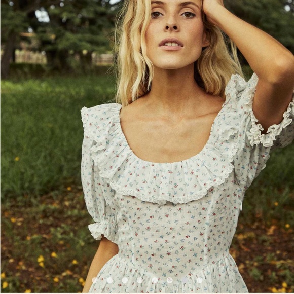 ✨Last Chance💋🧊🍧DÔEN ‘Blume’ Ramie Spring Parc Monceau Floral Ruffle Dress XXS - Picture 7 of 16